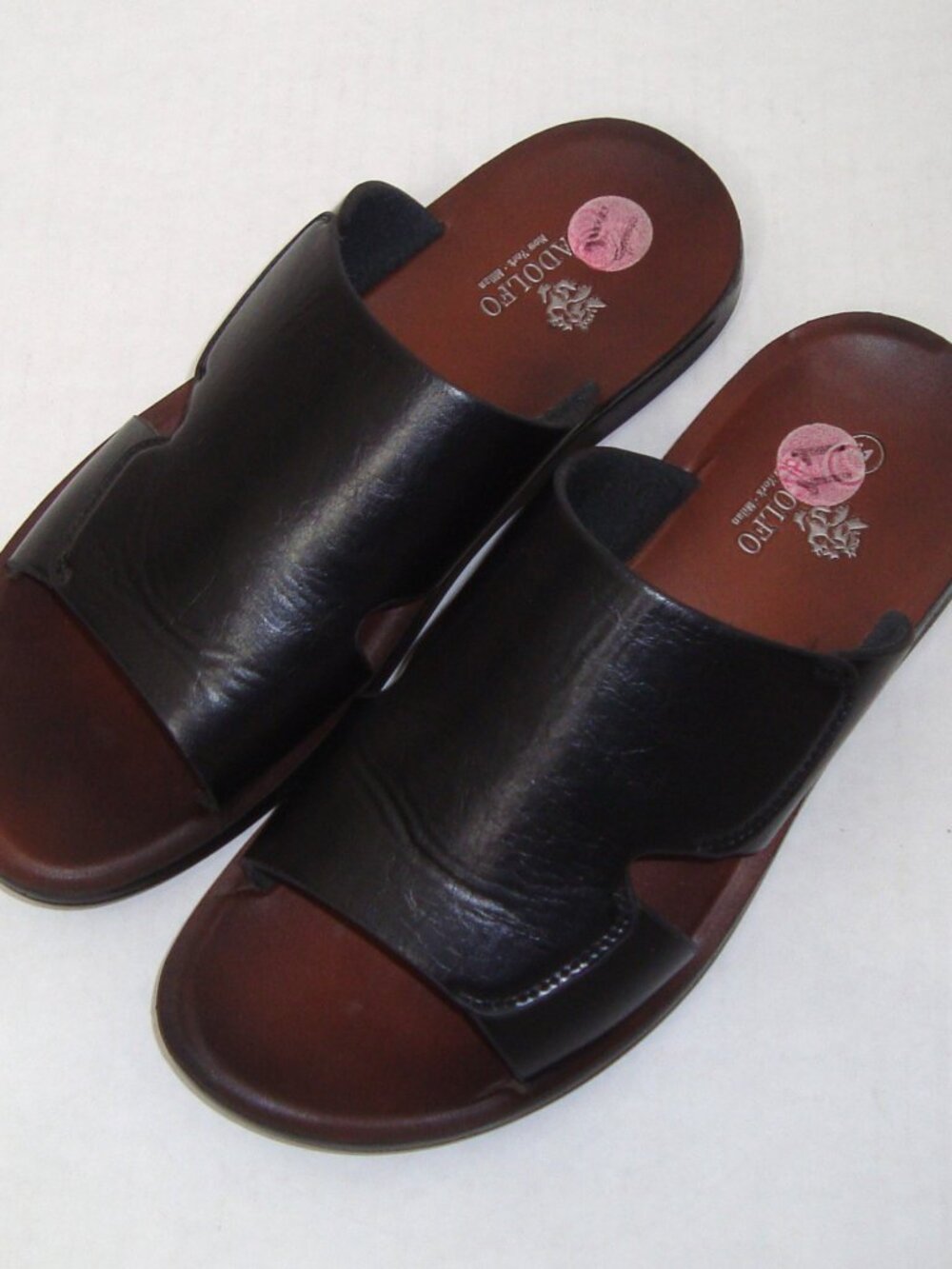 Adolfo‎ Black Leather Sandals Elegant Design